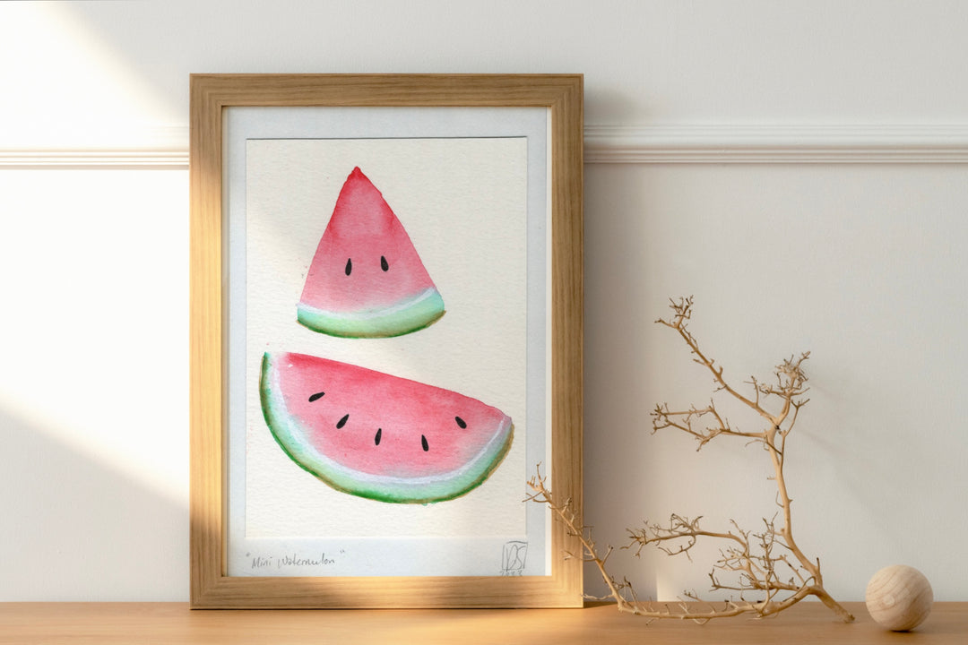 Mini Watermelon Watercolour, mounted