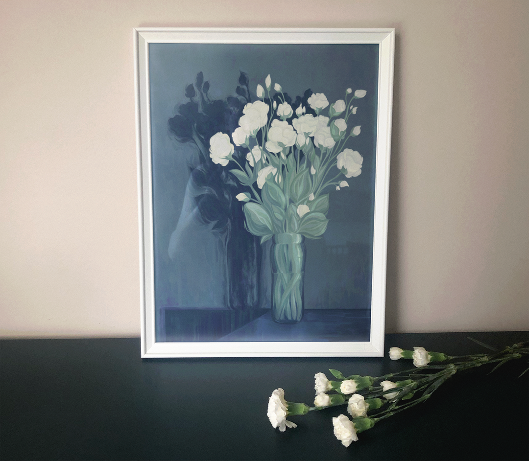 White Flowers Framed Print