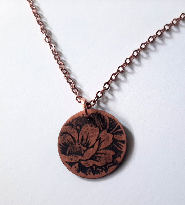 Floral Coin Amulet (Peony)