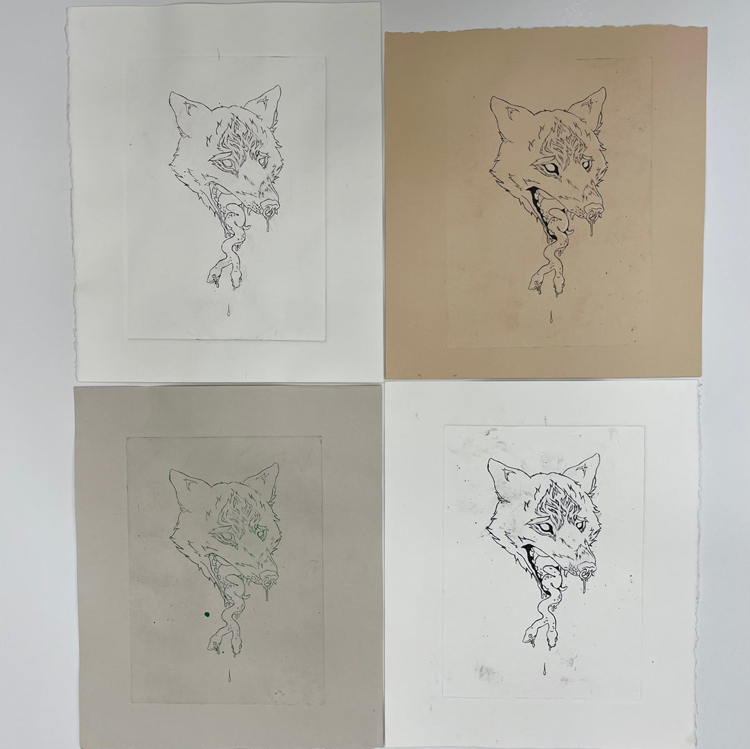 “Wolf” 4x (12 x 10) Etching Print