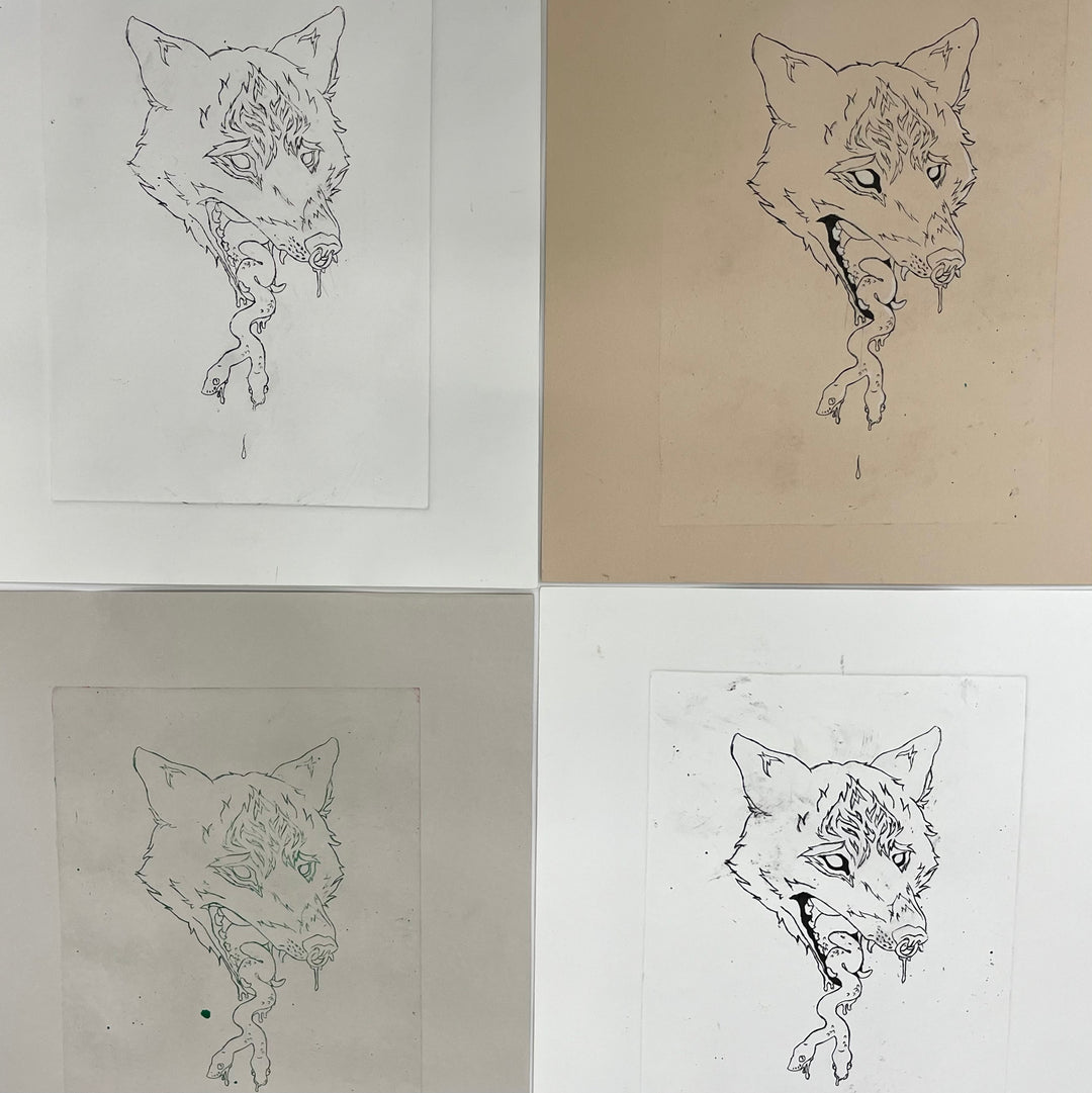 “Wolf” 4x (12 x 10) Etching Print