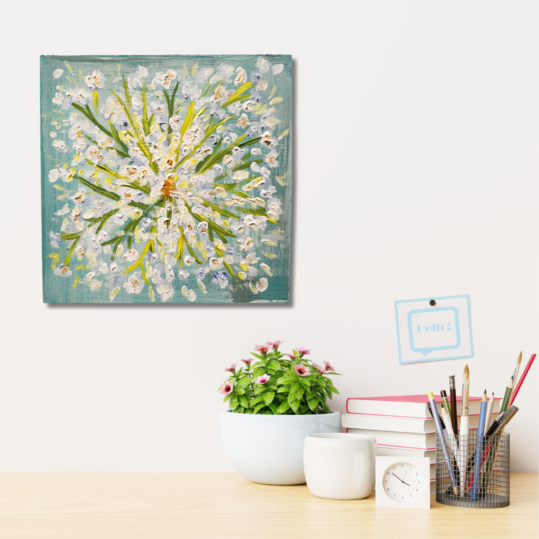 Miniature Flower painting, Pink/White flowers