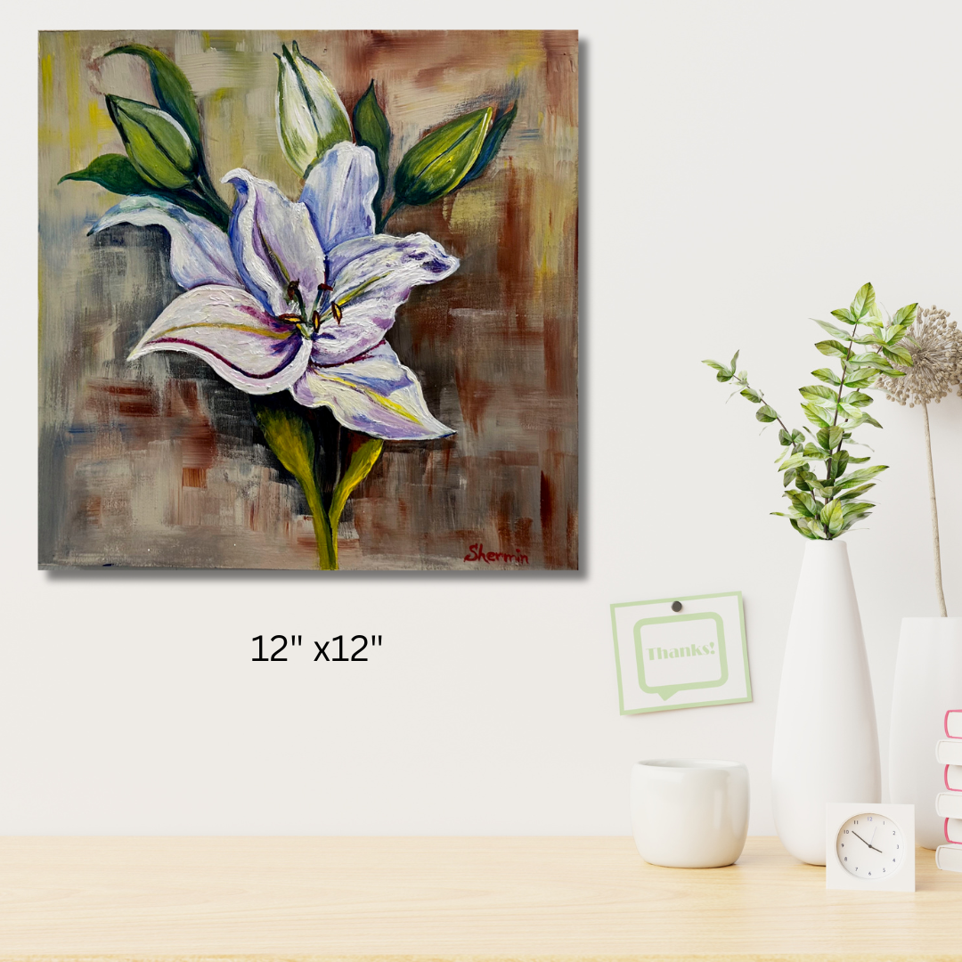 Beautiful Lilly Flower Acrylic Painting