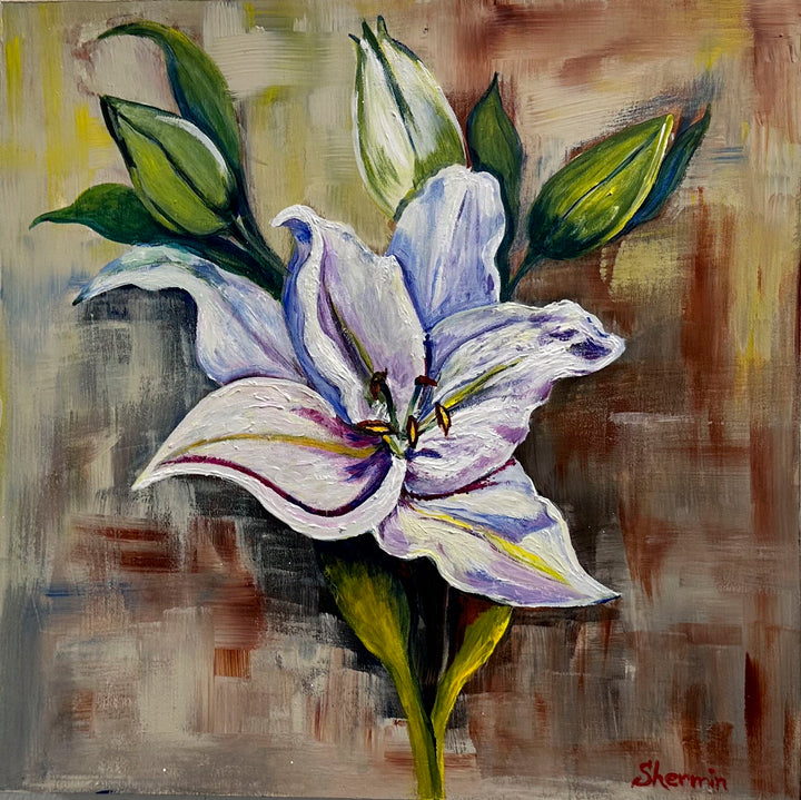 Beautiful Lilly Flower Acrylic Painting